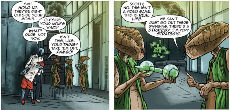 Illustration for article titled D4VE #4 offers a hilarious tale of robots vs. aliens at an incredible price